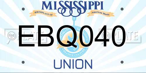 EBQ040 Mississippi License Plate