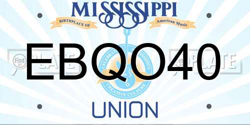 EBQO40 Mississippi License Plate