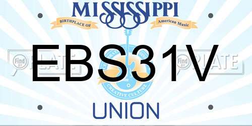 EBS31V Mississippi License Plate