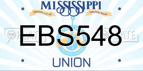EBS548 Mississippi License Plate