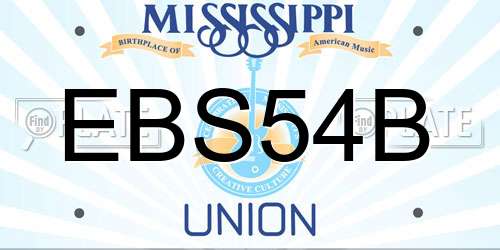 EBS54B Mississippi License Plate