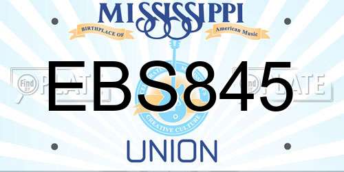 EBS845 Mississippi License Plate