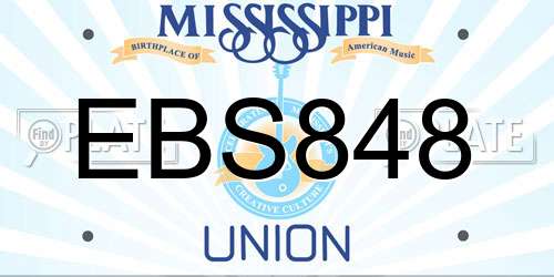 EBS848 Mississippi License Plate
