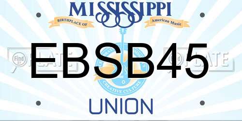EBSB45 Mississippi License Plate