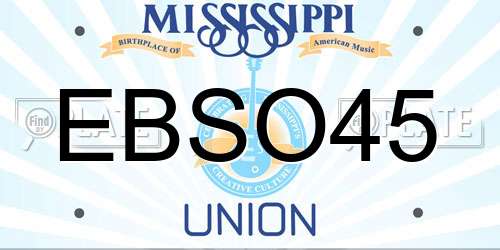 EBSO45 Mississippi License Plate