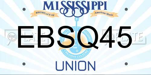 EBSQ45 Mississippi License Plate