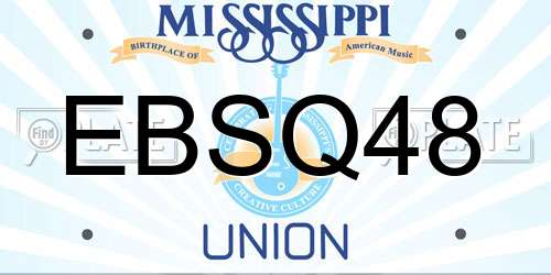 EBSQ48 Mississippi License Plate