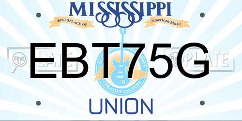 EBT75G Mississippi License Plate