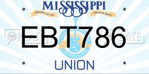 EBT786 Mississippi License Plate