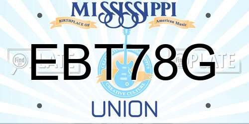 EBT78G Mississippi License Plate