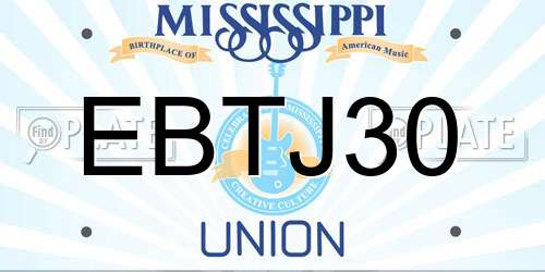 EBTJ30 Mississippi License Plate