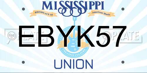EBYK57 Mississippi License Plate