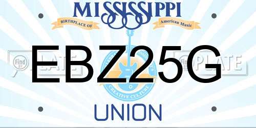 EBZ25G Mississippi License Plate