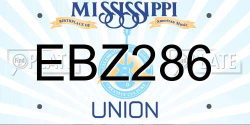 EBZ286 Mississippi License Plate