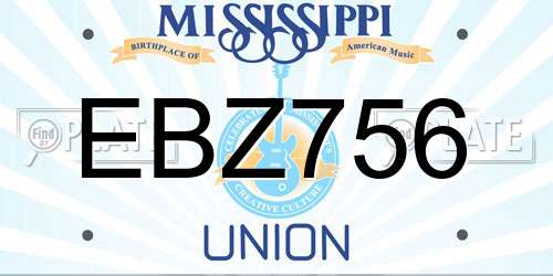 EBZ756 Mississippi License Plate