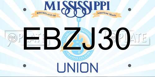 EBZJ30 Mississippi License Plate