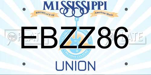 EBZZ86 Mississippi License Plate