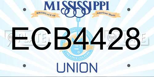 ECB4428 Mississippi License Plate