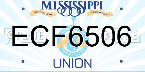 ECF6506 Mississippi License Plate