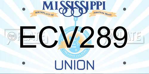 ECV289 Mississippi License Plate