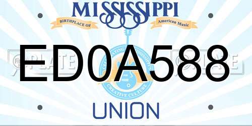 ED0A588 Mississippi License Plate