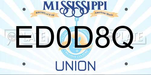 ED0D8Q Mississippi License Plate