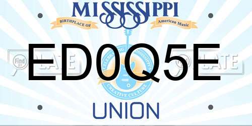 ED0Q5E Mississippi License Plate