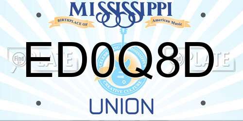 ED0Q8D Mississippi License Plate
