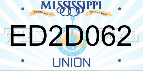 ED2D062 Mississippi License Plate