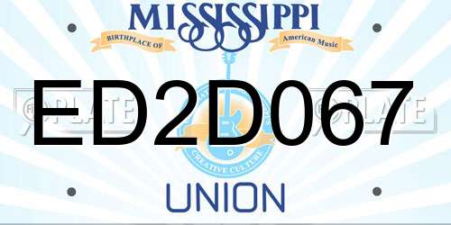 ED2D067 Mississippi License Plate