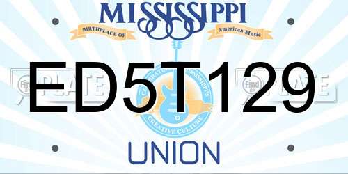 ED5T129 Mississippi License Plate