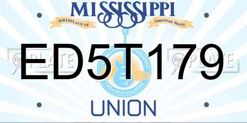 ED5T179 Mississippi License Plate
