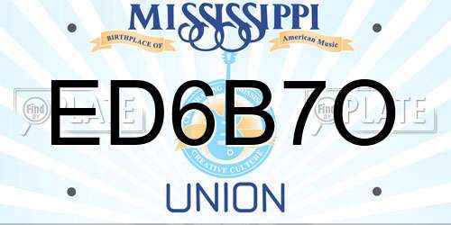 ED6B7O Mississippi License Plate