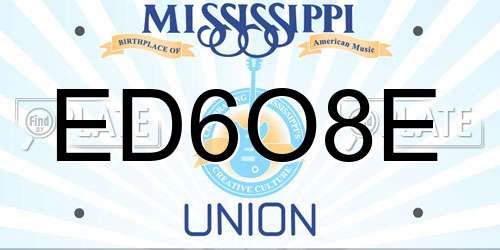 ED6O8E Mississippi License Plate