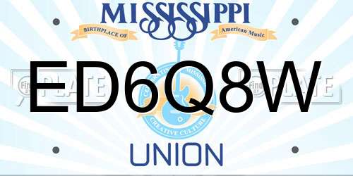ED6Q8W Mississippi License Plate