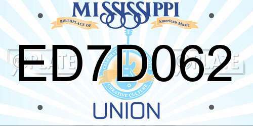 ED7D062 Mississippi License Plate