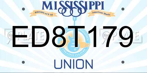 ED8T179 Mississippi License Plate