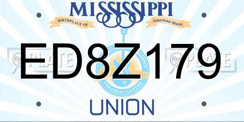 ED8Z179 Mississippi License Plate
