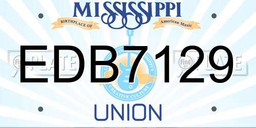 EDB7129 Mississippi License Plate