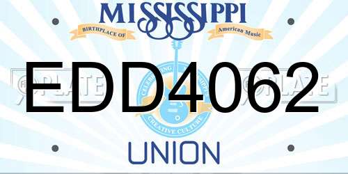 EDD4062 Mississippi License Plate