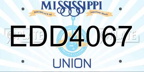 EDD4067 Mississippi License Plate