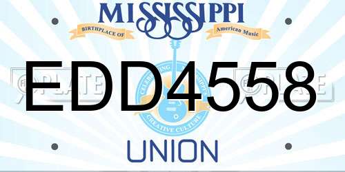 EDD4558 Mississippi License Plate