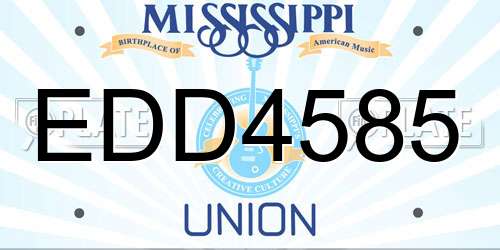 EDD4585 Mississippi License Plate