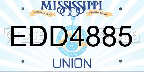 EDD4885 Mississippi License Plate