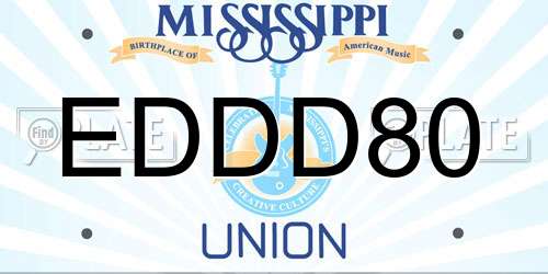 EDDD80 Mississippi License Plate