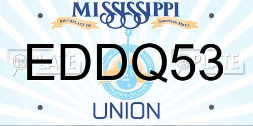 EDDQ53 Mississippi License Plate