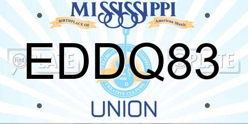 EDDQ83 Mississippi License Plate