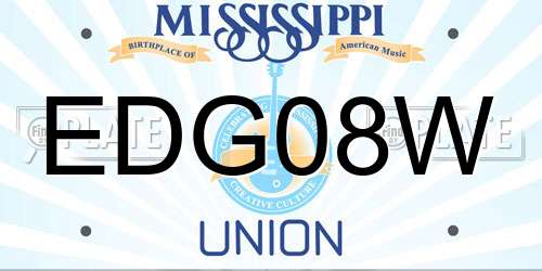 EDG08W Mississippi License Plate