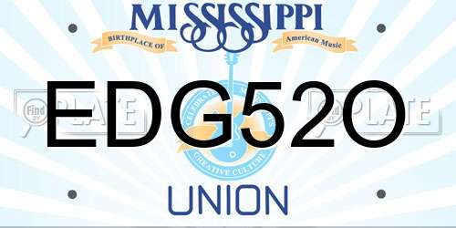 EDG52O Mississippi License Plate