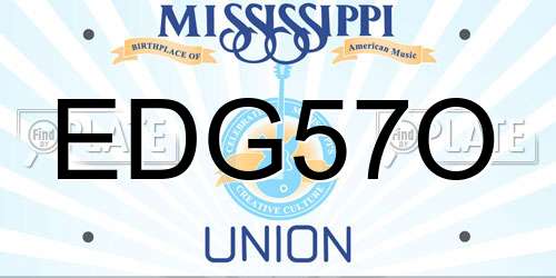 EDG57O Mississippi License Plate